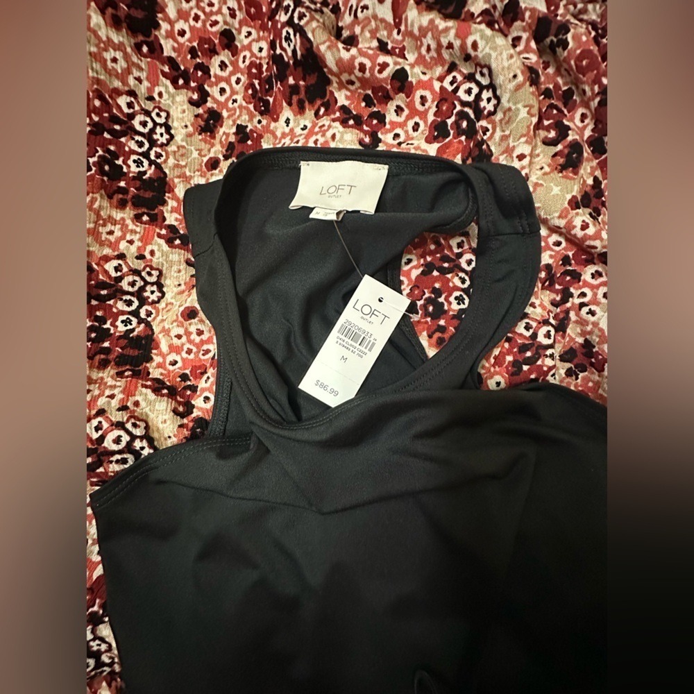 NWT LOFT Black and Red Floral Dress - Picture 7 of 12